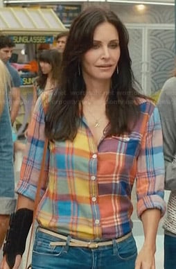 Jules's orange and blue plaid shirt on Cougar Town