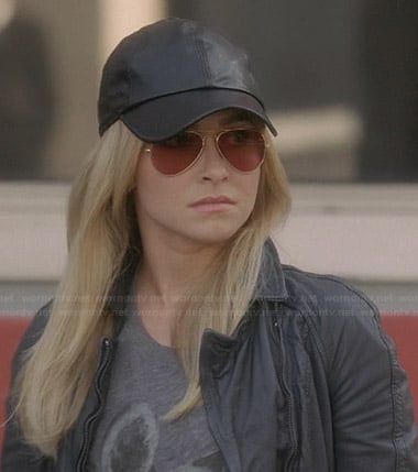 Juliette's leather baseball hat and aviator sunglasses on Nashville