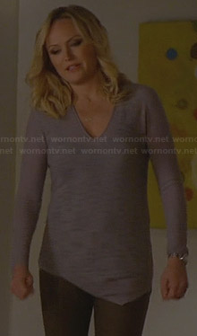 Kate's grey asymmetric long sleeve top on Trophy Wife
