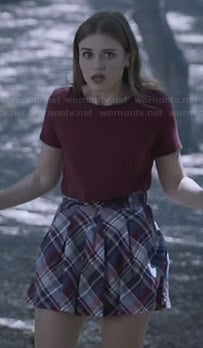 Lydia’s plaid skirt and red cropped t-shirt on Teen Wolf