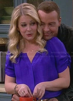 Mel's purple blouse with ruched sleeves on Melissa and Joey