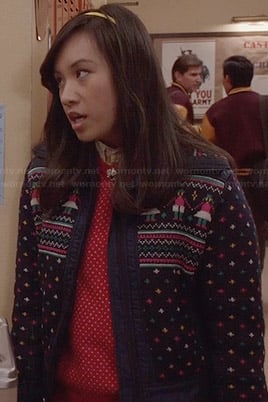 Mouse's fair isle zip up jacket on The Carrie Diaries