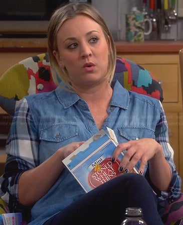 Penny's denim shirt with plaid sleeves on The Big Bang Theory