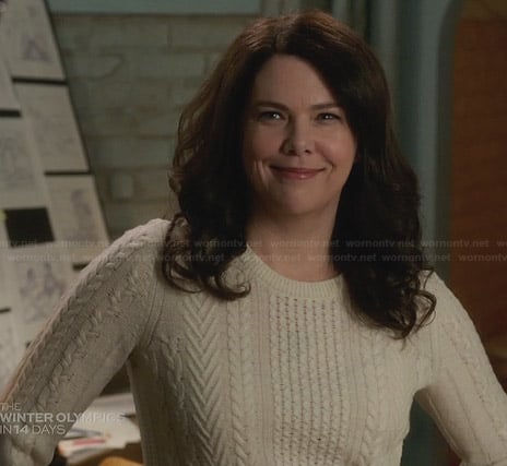 Sarah's white cable knit sweater on Parenthood