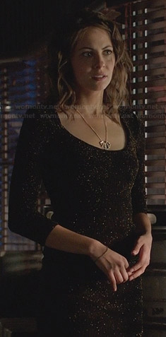 Thea’s black glittery mini dress on Arrow