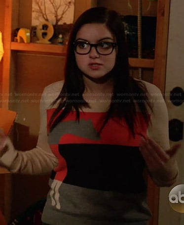 Alex’s colorblock horse sweater on Modern Family