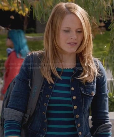 Daphne’s blue striped top and denim jacket on Switched at Birth