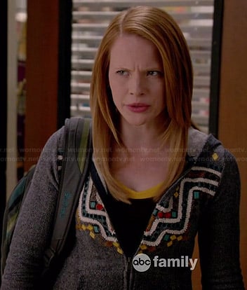 Daphne's grey embroidered hoodie on Switched at Birth