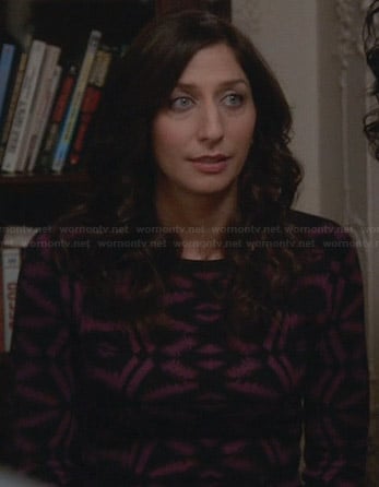 Gina's purple and black patterned sweater dress on Brooklyn Nine-Nine