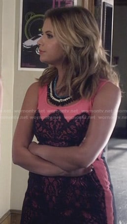 Hanna’s pink and black lace dress on Pretty Little Liars