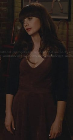 Jess’s purple v-neck dress on New Girl