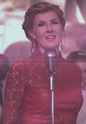 Rayna’s red leather and lace dress on Nashville