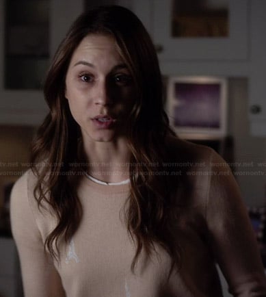 Spencer’s cream Eiffel Tower sweater on Pretty Little Liars