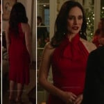 Victoria’s red halter neck dress with bow on Revenge