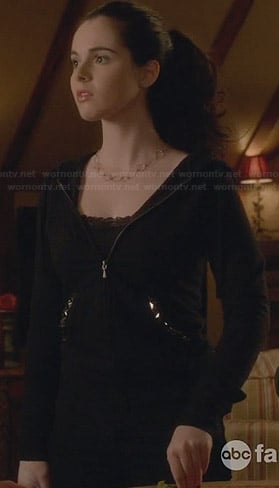 Bay’s black studded hoodie on Switched at Birth