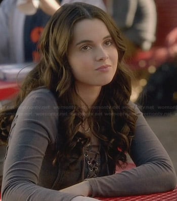 Bay's grey lace-up long sleeve tee on Switched at Birth