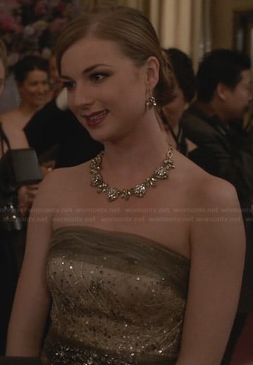 Emily’s strapless champagne gown on Revenge