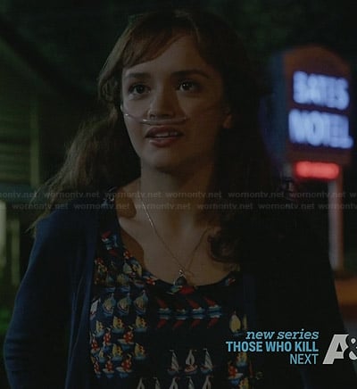 Emma’s boat print tank top on Bates Motel