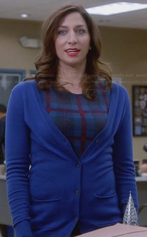 Gina’s blue plaid long sleeve top on Brooklyn Nine-Nine