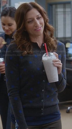 Gina' grey and blue polka dot cardigan on Brooklyn Nine-Nine