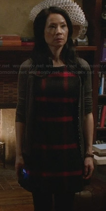 Joan’s black and red checked dress on Elementary