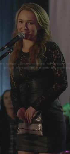 Juliette’s black leather and lace dress on Nashville