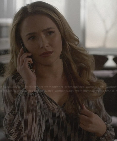 Juliette's sheer black and white printed blouse on Nashville