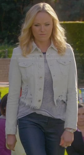 Kate's frayed denim jacket on Trophy Wife