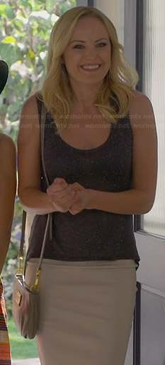 Kate’s sheer grey speckled tank top on Trophy Wife