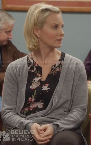 Kristina's black floral button front blouse on Parenthood