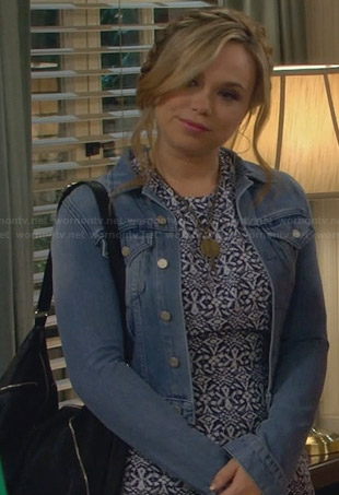 Kristin’s blue and white printed dress on Last Man Standing