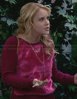 Lennox's pink fur front sweater on Melissa and Joey