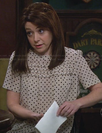 Lily's polka dot ruffled front top on How I Met Your Mother