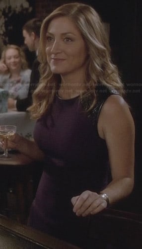 Maura's purple dress with leather shoulders on Rizzoli and Isles