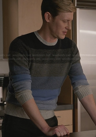 Nolan’s grey and blue striped sweater on Revenge