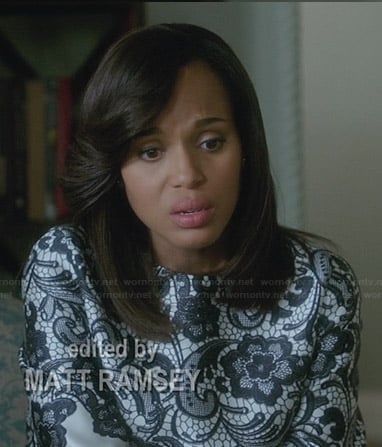 Olivia's black and white lace top on Scandal