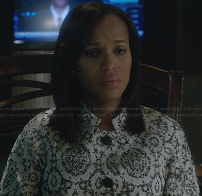 Olivia’s white lace printed jacket on Scandal