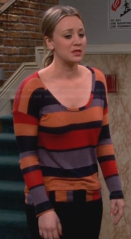 Penny’s orange, red, and grey stripe top on The Big Bang Theory