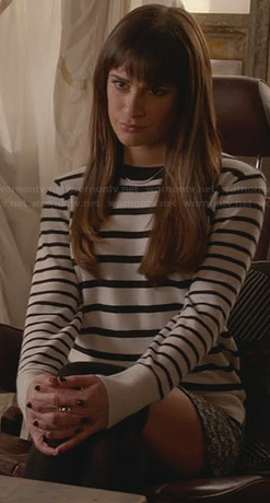 Rachel's black and white striped sweater on Glee