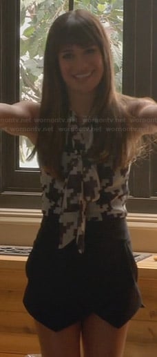 Rachel's houndstooth blouse and skort on Glee
