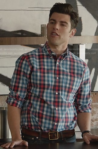Schmidt's blue and red checked shirt on New Girl