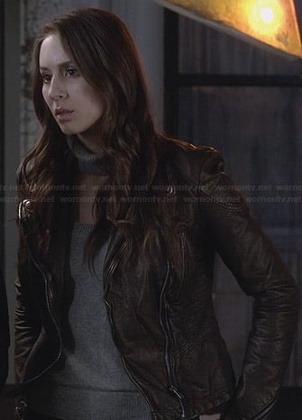 WornOnTV: Spencer’s bronze leather jacket on Pretty Little Liars ...