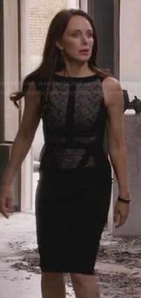 Victoria's black lace panel dress on Revenge