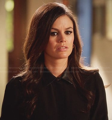 Zoe’s black shirt with leather collar on Hart of Dixie