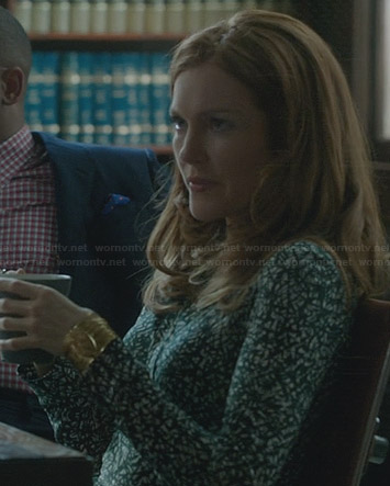 Abby’s green and white printed dress on Scandal