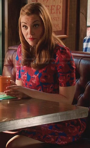 AnnaBeth’s blue and red cat print dress on Hart of Dixie