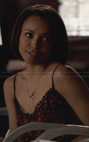 Bonnie's bobble trimmed top on The Vampire Diaries