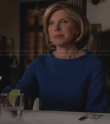 Diane's blue long sleeved dress on The Good Wife