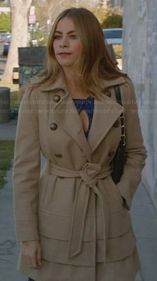 Gloria's cream tiered trench coat on Modern Family