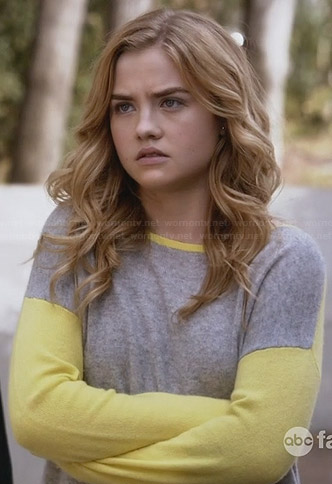 Jo's grey and yellow colorblock sweater on Twisted